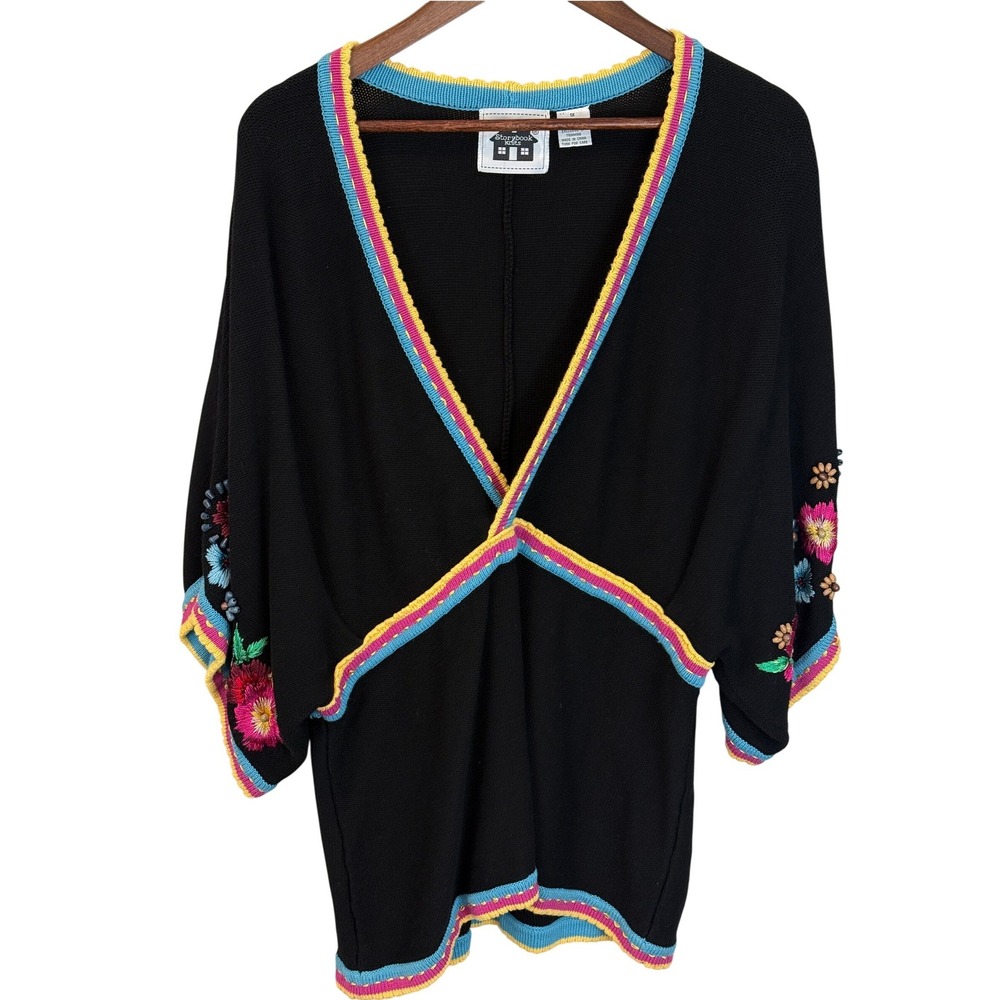 Vintage‎ Storybook Knits Beaded Needlepoint Batwing Sweater 1X Rare